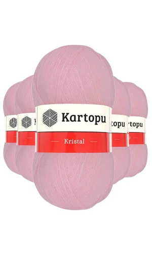 5 Adet Kristal Çift Katlı El Örgü Lif İpi Bebe Pembe K788