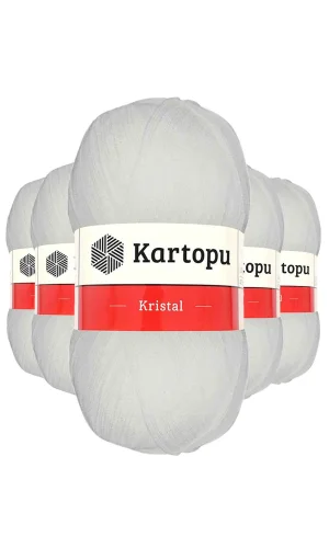 5 Adet Kristal Çift Katlı El Örgü Lif İpi Beyaz K010