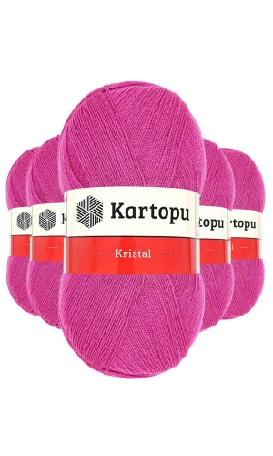 5 Adet Kristal Çift Katlı El Örgü Lif İpi Fuşya K440