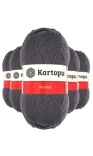 5 Adet Kristal Çift Katlı El Örgü Lif İpi Kömür Gri K556