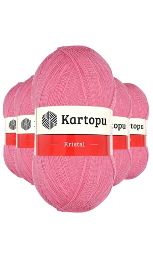 5 Adet Kristal Çift Katlı El Örgü Lif İpi Koyu Pembe K1790