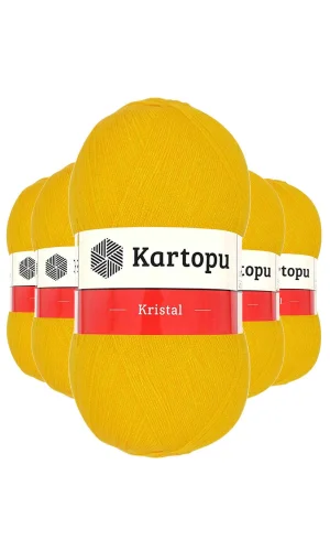 5 Adet Kristal Çift Katlı El Örgü Lif İpi Koyu Sarı K320