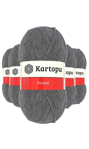 5 Adet Kristal Çift Katlı El Örgü Lif İpi Orta Gri K1002