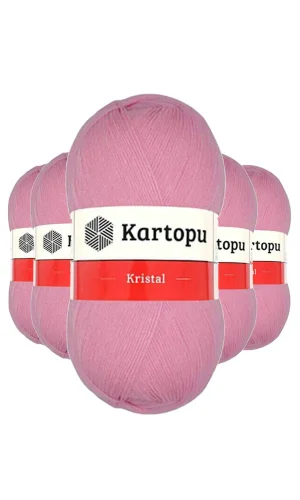 5 Adet Kristal Çift Katlı El Örgü Lif İpi Pembe K774