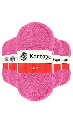 5 Adet Kristal Çift Katlı El Örgü Lif İpi Şeker Pembe K772