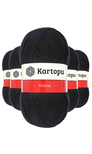 5 Adet Kristal Çift Katlı El Örgü Lif İpi Siyah K940