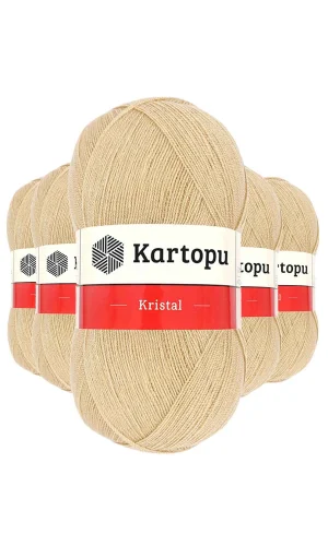 5 Adet Kristal Çift Katlı El Örgü Lif İpi Sütlü Kahve K884