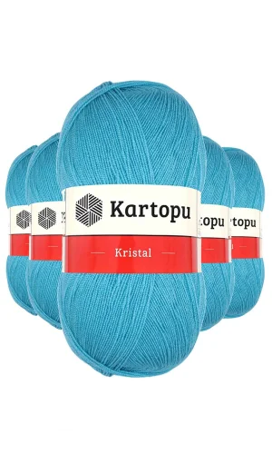 5 Adet Kristal Çift Katlı El Örgü Lif İpi Turkuaz K515