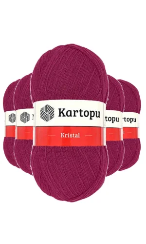 5 Adet Kristal Çift Katlı El Örgü Lif İpi Vişne K1794