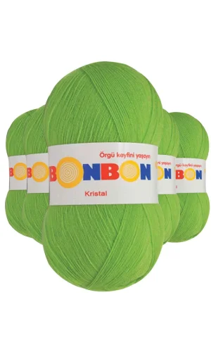 5 Adet Kristal El Örgü Lif İpi Açık Yeşil 98204