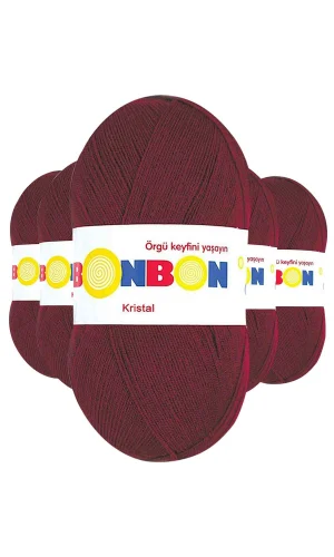5 Adet Kristal El Örgü Lif İpi Bordo 98220