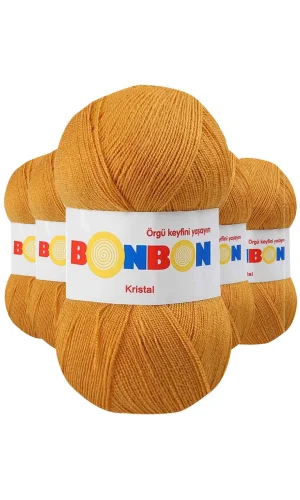 5 Adet Kristal El Örgü Lif İpi Hardal 98415