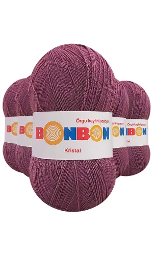 5 Adet Kristal El Örgü Lif İpi Koyu Gül Kurusu 98303