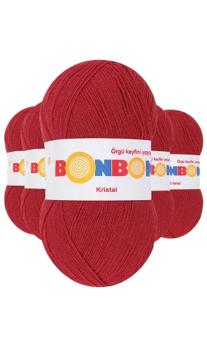 5 Adet Kristal El Örgü Lif İpi Koyu Kırmızı 98237