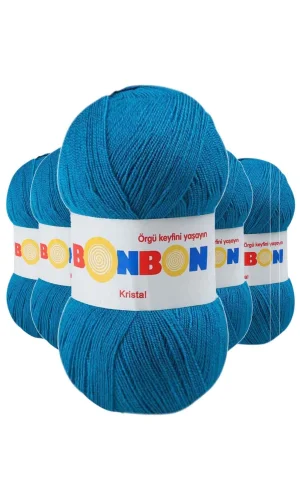 5 Adet Kristal El Örgü Lif İpi Koyu Mavi 98685