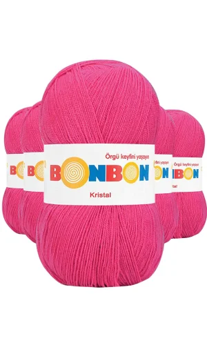 5 Adet Kristal El Örgü Lif İpi Koyu Pembe 98403