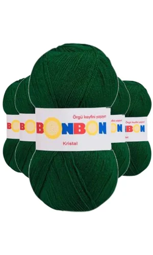 5 Adet Kristal El Örgü Lif İpi Koyu Yeşil 98596