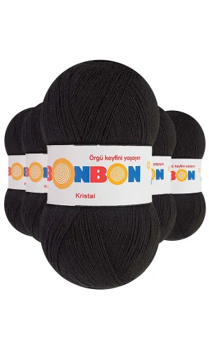 5 Adet Kristal El Örgü Lif İpi Siyah 98206