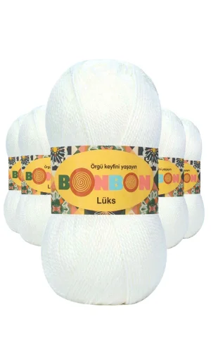 5 Adet Lüks Patik İpi Yünü Beyaz 98200