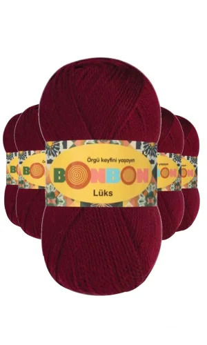 5 Adet Lüks Patik İpi Yünü Bordo 98220