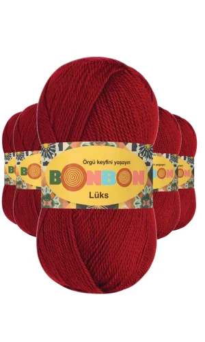 5 Adet Lüks Patik İpi Yünü Koyu Kırmızı 98296