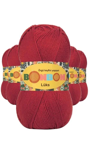 5 Adet Lüks Patik İpi Yünü Koyu Kırmızı 98676