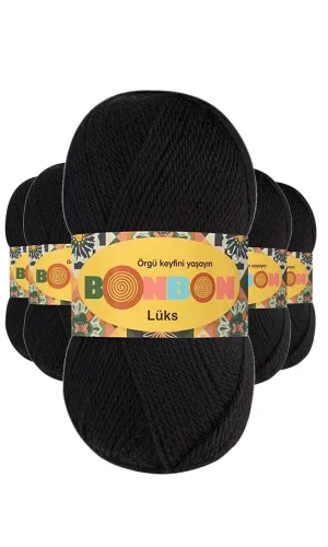 5 Adet Lüks Patik İpi Yünü Siyah 98206