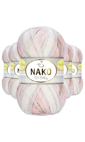 5 Adet Mini Batik Bebe El Örgü İpi Kahveli Pembe 32463