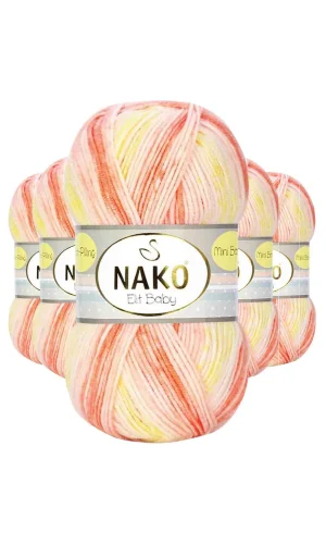 5 Adet Mini Batik Bebe El Örgü İpi Turuncu Sarı 32430