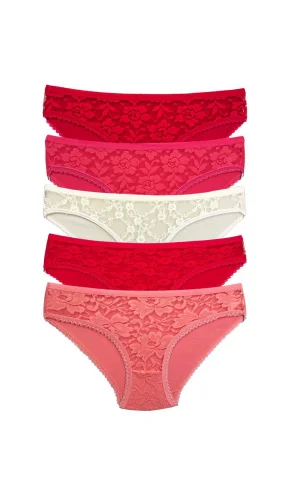 5 Adet Önü Dantelli Transparan Kadın Slip Külot S98