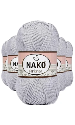 5 Adet Pırlanta Amigurumi El Örgü İpi Yünü Açık Gri 130