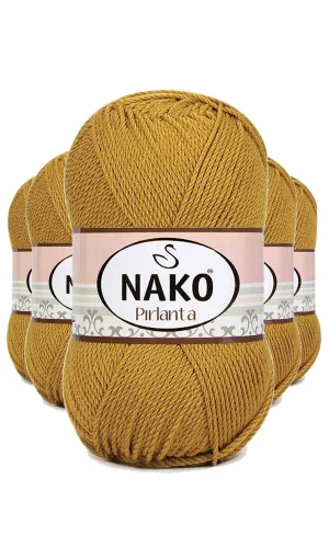 5 Adet Pırlanta Amigurumi El Örgü İpi Yünü Altın 6706