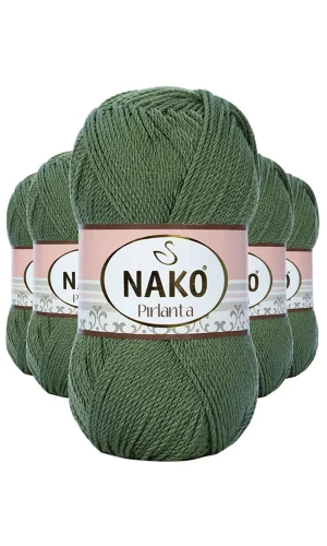 5 Adet Pırlanta Amigurumi El Örgü İpi Yünü Haki Yeşil 11253