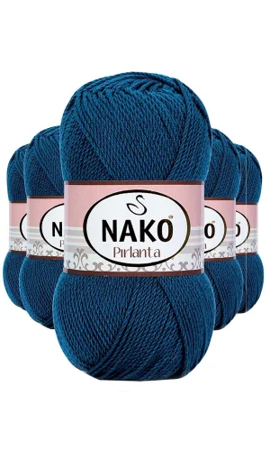 5 Adet Pırlanta Amigurumi El Örgü İpi Yünü Petrol Mavi 10328