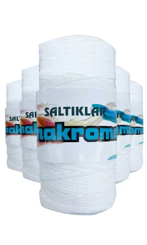 5 Adet Polyester Makrome İpi 10 Kar Beyaz 100 gr