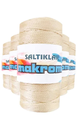 5 Adet Polyester Makrome İpi 230 Açık Bej 100 gr