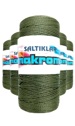5 Adet Polyester Makrome İpi 2860 Haki Yeşil 100 gr