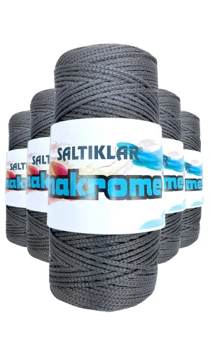 5 Adet Polyester Makrome İpi 420 Koyu Gri 100 gr
