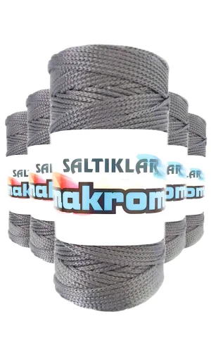 5 Adet Polyester Makrome İpi 423 Gri 100 gr