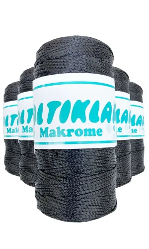 5 Adet Polyester Makrome İpi 68 Füme Gri 100 gr