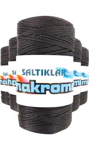 5 Adet Polyester Makrome İpi SYH Siyah 100 gr