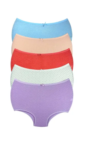 5 Adet Puantiyeli Kadın Toparlayıcı Yüksek Bel Bato Külot