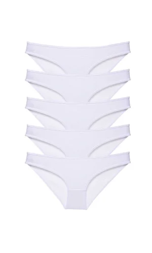 5 adet Süper Eko Set Likralı Kadın Slip Külot Beyaz