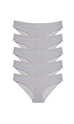 5 adet Süper Eko Set Likralı Kadın Slip Külot Gri