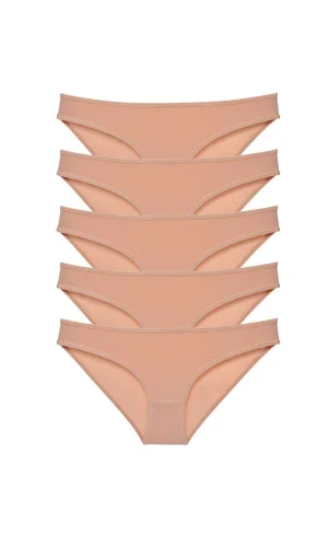 5 adet Süper Eko Set Likralı Kadın Slip Külot Ten