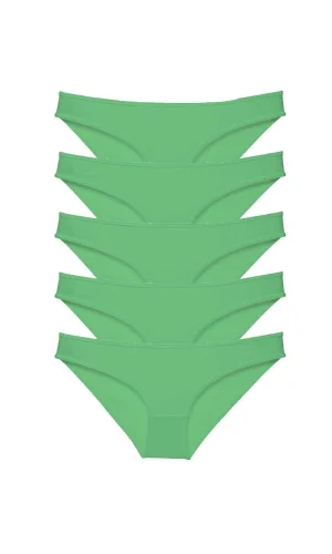 5 adet Süper Eko Set Likralı Kadın Slip Külot Yeşil