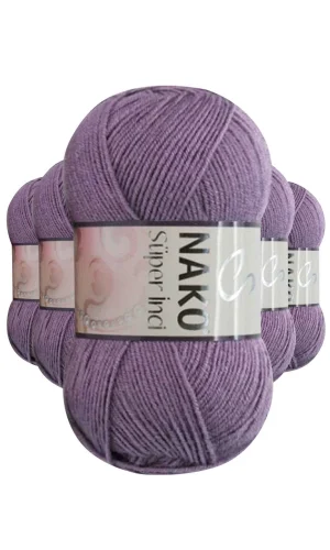 5 Adet Süper İnci El Örgü İpi 100 gr Açık Mürdüm 6684