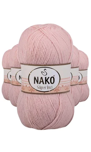 5 Adet Süper İnci El Örgü İpi 100 gr Açık Pudra 1479