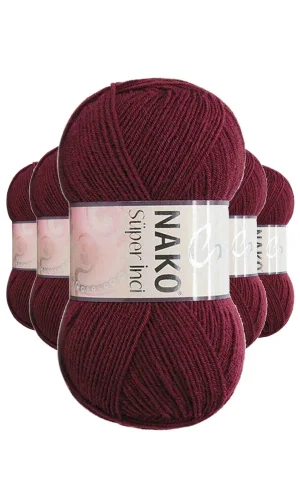 5 Adet Süper İnci El Örgü İpi 100 gr Bordo 999