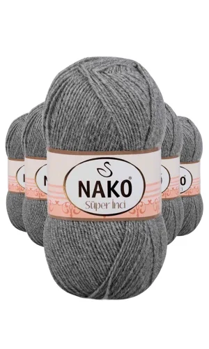 5 Adet Süper İnci El Örgü İpi 100 gr Gri Melanj 194